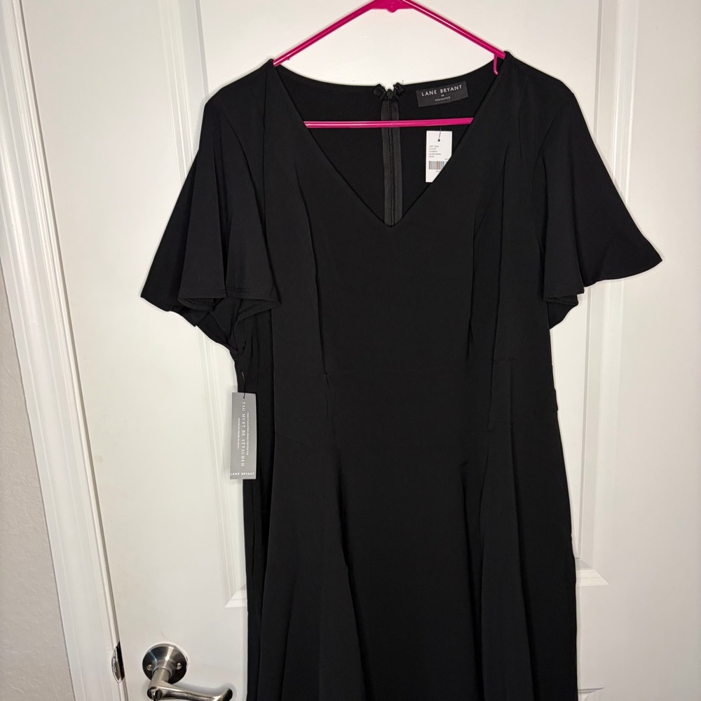 Lane Bryant Lena V-Neck High-Low Midi Dress Black - Picture 3 of 9